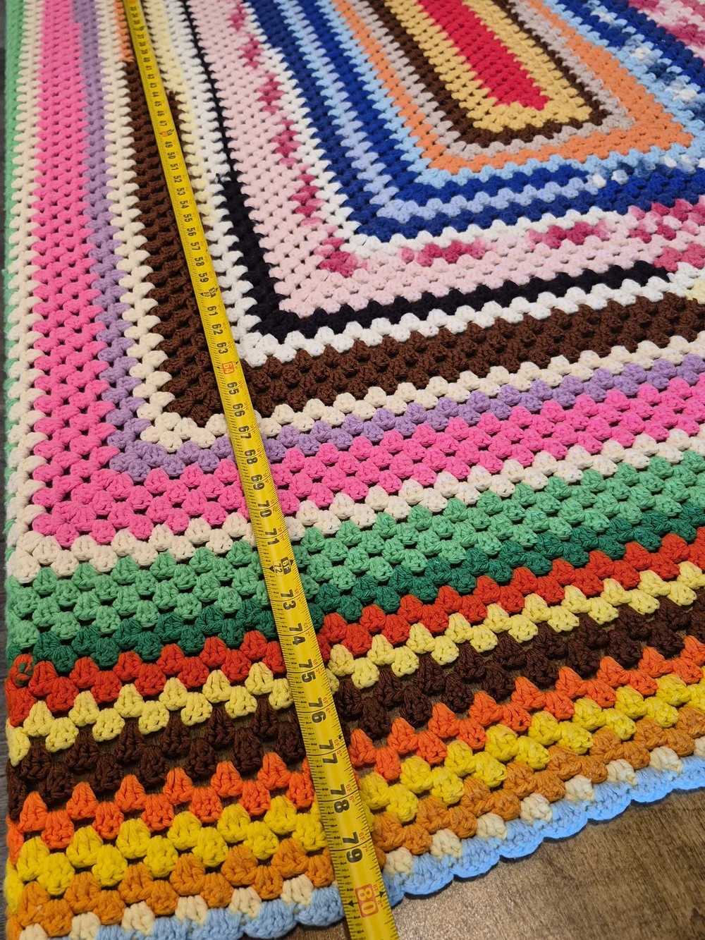 Handmade Multicolor Crochet Blanket - Vibrant Striped Throw